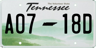 TN license plate A0718D