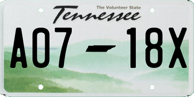 TN license plate A0718X