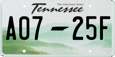 TN license plate A0725F
