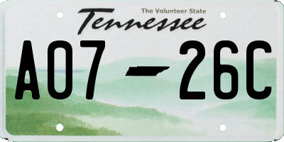 TN license plate A0726C