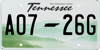 TN license plate A0726G