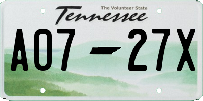 TN license plate A0727X