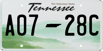 TN license plate A0728C
