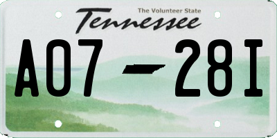 TN license plate A0728I