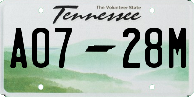TN license plate A0728M
