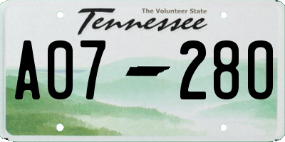 TN license plate A0728O