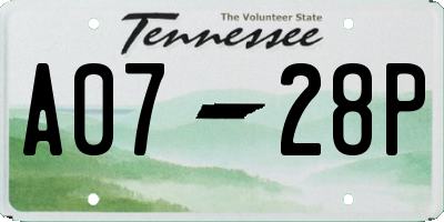 TN license plate A0728P