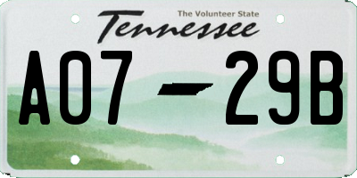 TN license plate A0729B