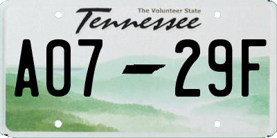 TN license plate A0729F