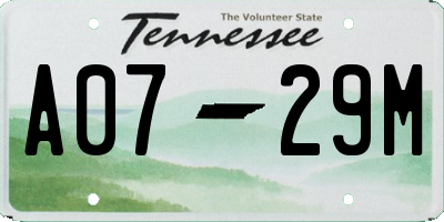 TN license plate A0729M