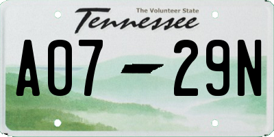 TN license plate A0729N