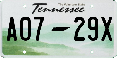 TN license plate A0729X