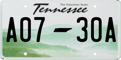 TN license plate A0730A