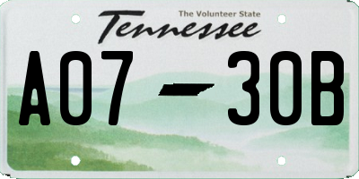 TN license plate A0730B
