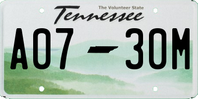 TN license plate A0730M