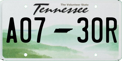 TN license plate A0730R