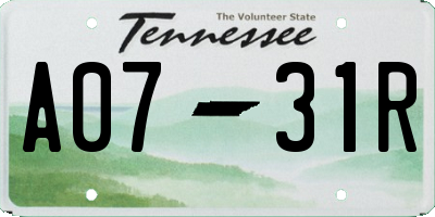TN license plate A0731R