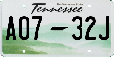 TN license plate A0732J