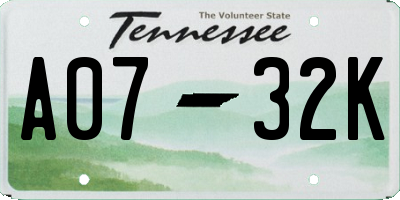 TN license plate A0732K