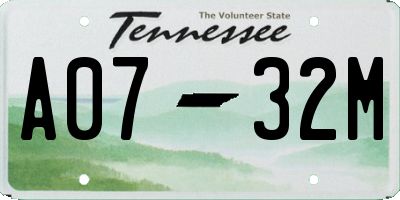 TN license plate A0732M