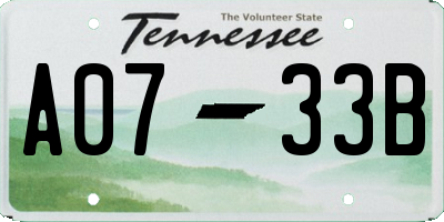 TN license plate A0733B