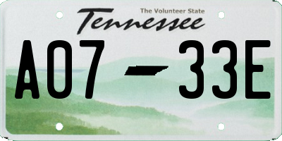 TN license plate A0733E