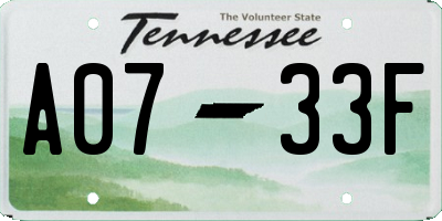 TN license plate A0733F