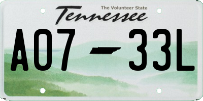 TN license plate A0733L