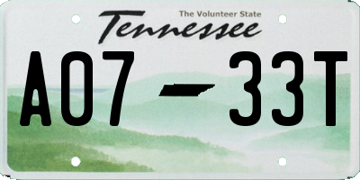 TN license plate A0733T