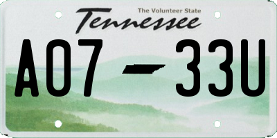 TN license plate A0733U