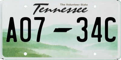 TN license plate A0734C