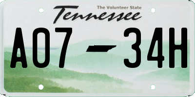 TN license plate A0734H