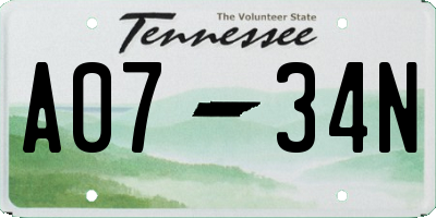 TN license plate A0734N