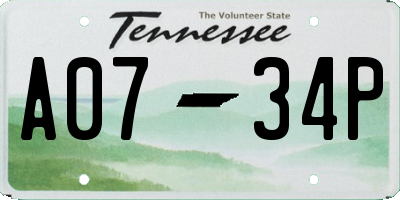 TN license plate A0734P
