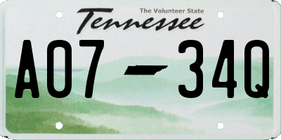 TN license plate A0734Q