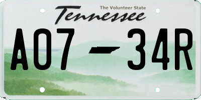 TN license plate A0734R