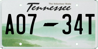TN license plate A0734T