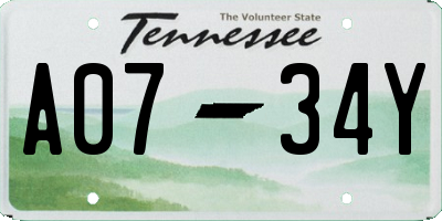 TN license plate A0734Y
