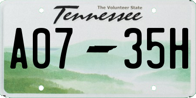 TN license plate A0735H