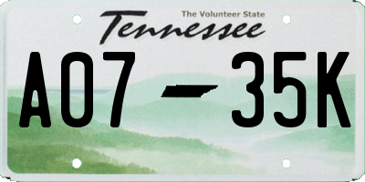 TN license plate A0735K