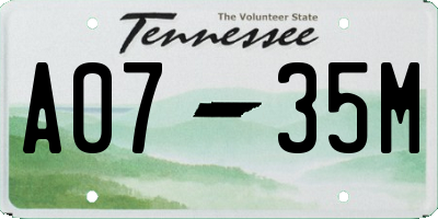 TN license plate A0735M