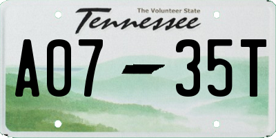 TN license plate A0735T