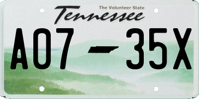 TN license plate A0735X