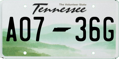 TN license plate A0736G