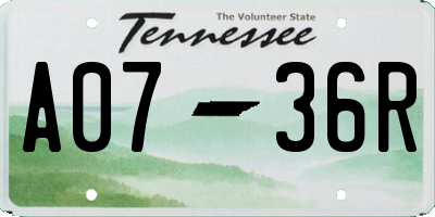 TN license plate A0736R