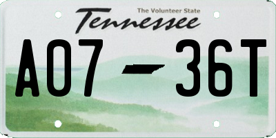 TN license plate A0736T