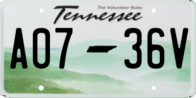 TN license plate A0736V
