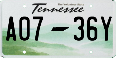 TN license plate A0736Y