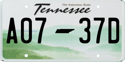 TN license plate A0737D