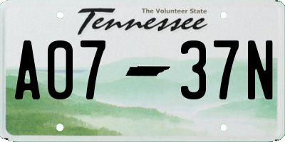 TN license plate A0737N